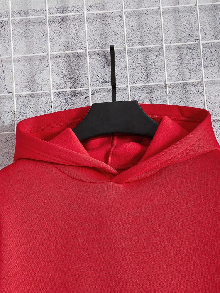 Oversized Men's Hooded Sweatshirt With Slogan Print