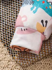 SHEIN Young Girl Cartoon Graphic Hoodie & Sweatpants - Multicolor - View 6