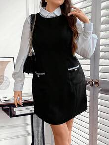 Celure Plus Pocket Patched Dress Without Blouse - Black - View 5