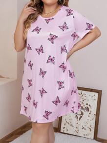Camisón de pijama con estampado de mariposas talla grande