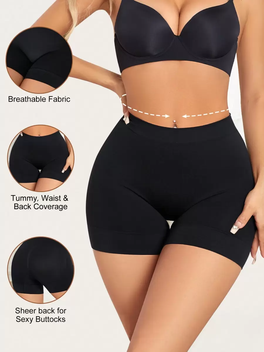 Women's Casual Comfy Black Plain Slight Stretch Short Underwear