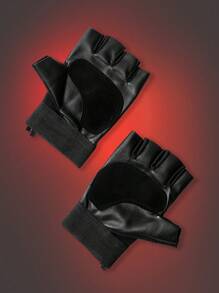 Batman X ROMWE 1pair Bat Print Fingerless Gloves