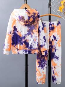 男大童紮染拉鏈連帽衫和運動褲不帶T恤 - 彩色 - 查看 2