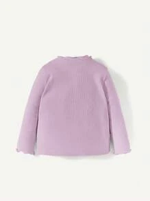 Cozy Pixies Baby Girl 2pcs Solid Lettuce Trim Mock Neck Tee - Multicolor - View 2