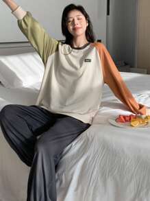 DAZY Khối màu Tay Raglan Bộ giản dị - Nhiều màu - Xem 5