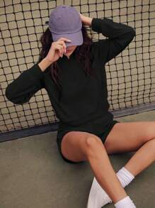 VARSITIE 运动网球基本款户外运动衫和短裤套装 - 黑色 - 查看 6