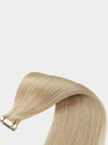 20pcs Tape In Hair Straight Light Brown #18K Color 150% 18-22 Inch Remy Human Hair Tape In Hair Extension Light Brown Color Tape In Hair Tape Ins Hair Extensions - S22 - View 6