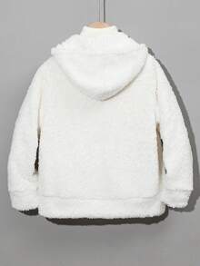 Cậu bé Tween Thư được vá áo có mũ Áo khoác Teddy Không có áo len - Màu be - Xem 2