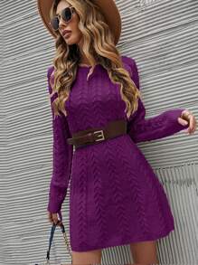 SHEIN Unity 麻花編織毛衣洋裝不附腰帶 - 紫羅蘭色 - 查看 1
