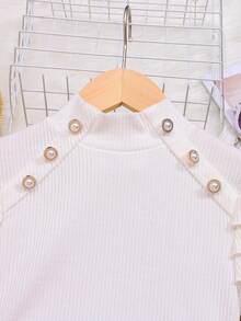 SHEIN 女大童紐扣細節T恤和裙子 - 彩色 - 查看 4