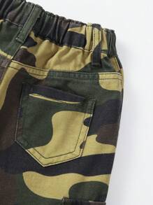 SHEIN Explorewe Young Boy Camo Print Cargo Jeans - Army Green - View 7