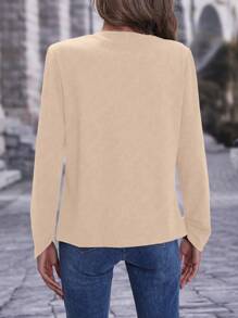 SHEIN LUNE 素色開門襟夾克 - 杏色 - 查看 2