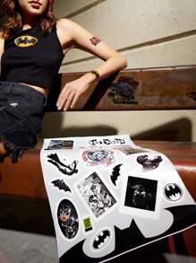 Batman X ROMWE 2sheets Letter Cartoon Graphic Wall Paper - Multicolor - View 2