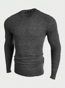 GENTILAND Hombres Jersey tejido de canalé - Gris Oscuro - Ver 1