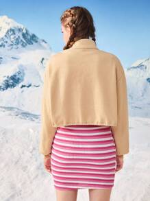 We Bare Bears X SHEIN Cartoon Graphic Drop Shoulder Sweatshirt - Khaki - View 2