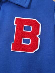 男小童字母貼布條紋飾邊夾克和運動褲&包 - 藍色 - 查看 7