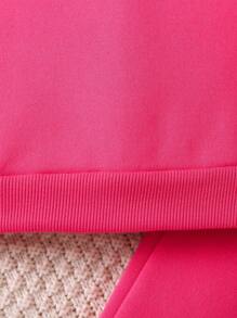 SHEIN 女小童字母圖案衛衣和衛褲 - 玫紅色 - 查看 6