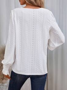SHEIN VCAY Cổ vuông Schiffy Áo thun - trắng - Xem 2