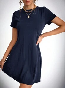 SHEIN Tall Stevige Ronde hals T-shirt jurk