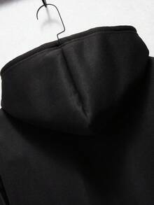 男士骷髏頭圖案袋鼠口袋抽繩連帽衫 - 黑色 - 查看 6