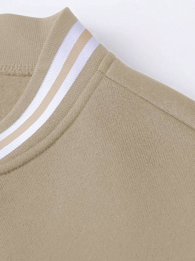 Manfinity Homme Men Long Sleeve Slogan Graphic Two Tone Varsity Jacket, For Fall - Multicolor - View 3