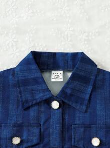 Baby Girl Flap Pocket Jacket & Flap Pocket Skirt - Blue - View 3