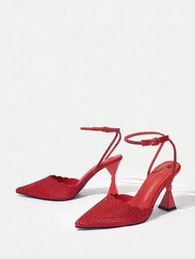 SheIn Belle 女性高跟鞋 - 紅色 - 查看 2