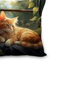 Funda para almohada con estampado de gato decorativo - Multicolor - Ver 3