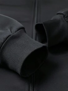 Men's Long Sleeve Rave Jackets, New Spring And Autumn Sports Jackets, Casual Outdoor Running, Fashionable And Personalized Zipper Jacket, Retro European And American Street Style, Money First Prayer Print Men's Long Sleeve Jacket, Suitable For Casual Wear, Sports, Running, Outdoor Activities, For Halloween - Black - View 6