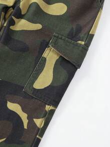 SHEIN Explorewe Young Boy Camo Print Cargo Jeans - Army Green - View 8