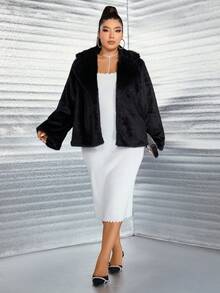 Celure 大码女式黑色保暖内衬保暖夹克 - 黑色 - 查看 4