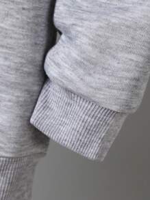 SHEIN Tween Boy Letter Graphic Kangaroo Pocket Hoodie & Sweatpants - Multicolor - View 8