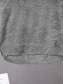 SHEIN Tween Boy Letter Patched 3D Ear Design Flannel Hoodie & Pants - Grey - View 11