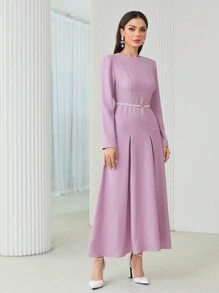 Modelyn 褶皱连衣裙（无腰带）长款晚礼服 - 粉色 - 查看 5