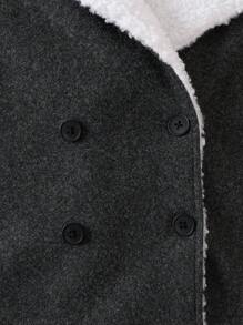 Young Boy Double Breasted Teddy Lined Borg Collar Overcoat Without Sweater