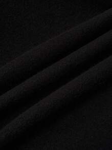 SHEIN Clasi Plus Solid Zip Up Belted Flare Hem Overcoat - Black - View 3