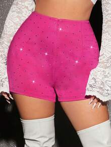 SHEIN SXY Zip Front Shorts - Hot Pink - View 4