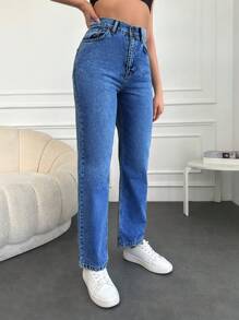 EURMUSE Straight Leg Jeans - Royal Blue - View 4