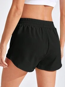 SHEIN Sports 2 In 1 Tulip Hem Athletic Shorts - Black - View 2