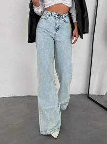 EURMUSE Wide Leg Jeans - Light Wash - View 4