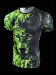 Manfinity VCAY 男士狼印花T恤 - 彩色 - 查看 1