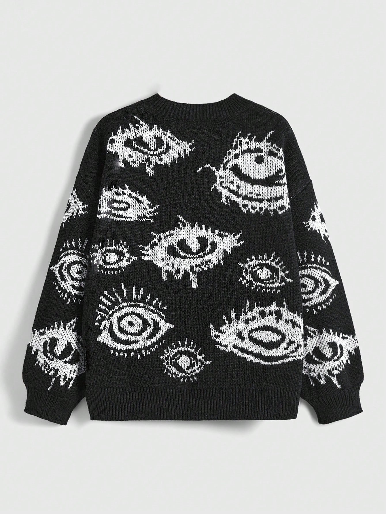 Our Grunge Punk Eye Pattern Drop Shoulder Sweater is such a