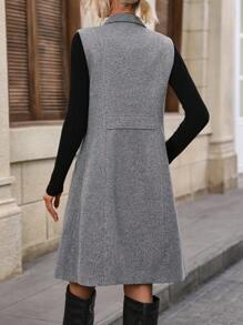 SHEIN Privé 雙排釦背心大衣 - 灰色 - 查看 2