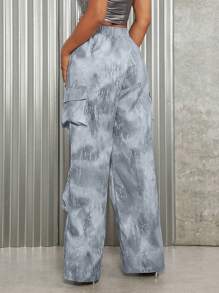 SHEIN SXY 紮染翻蓋口袋工裝褲 - 彩色 - 查看 2