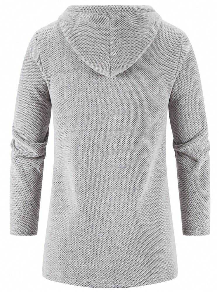 Men's Casual Hooded Cardigan With Drawstring, Thermal Lined, Autumn/Winter