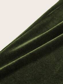 SHEIN ICON Y2k Pink Colorblock High Waist Academy Style Print Tight Flared Pants - Dark Green - View 4