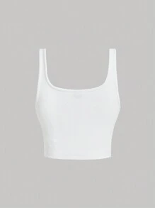 SHEIN MOD Solid Ruched Crop Top - White - View 2
