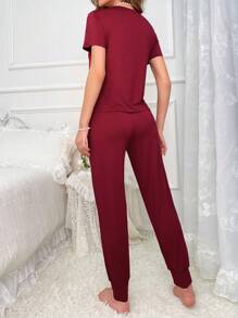 Slogan Graphic Tee & Knot Pants PJ Set / Pajama Set Bridallingerie
