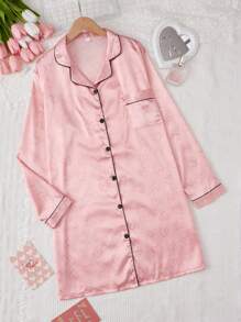 In Trái tim Xa ten Váy ngủ - Hồng - Xem 1