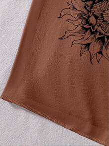 SHEIN LUNE 向日葵圖案背心上衣 - 紅木色 - 查看 4